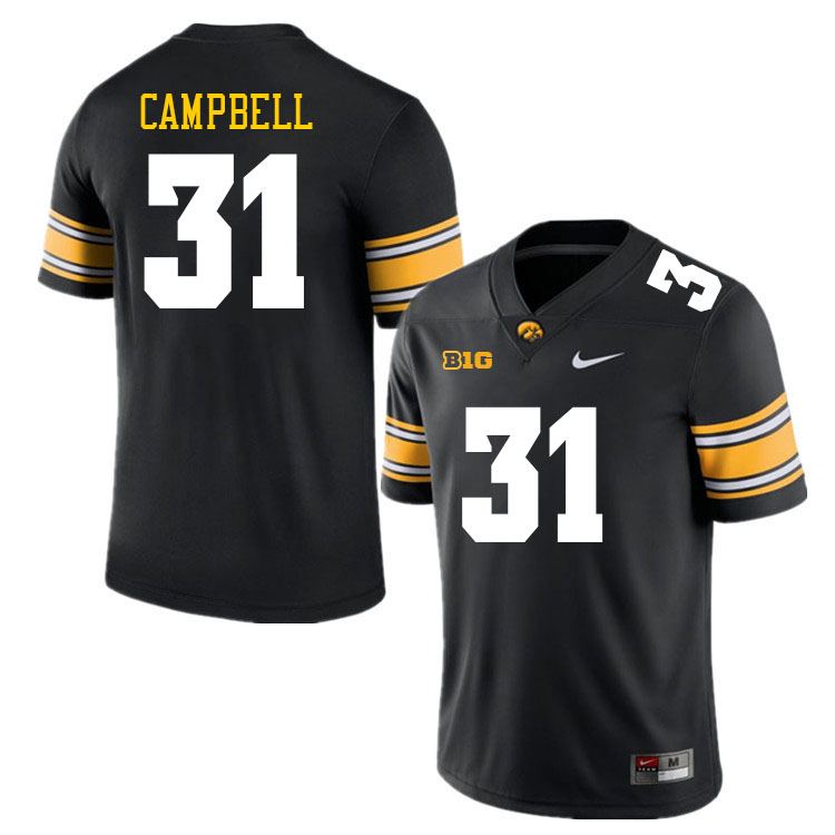 Iowa Hawkeyes #31 Jack Campbell College Football Jerseys Stitched Sale-Black